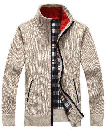 ZITY Men’s Autumn Winter Thick Knit Zipper Cardigan Sweater-ZITY1367