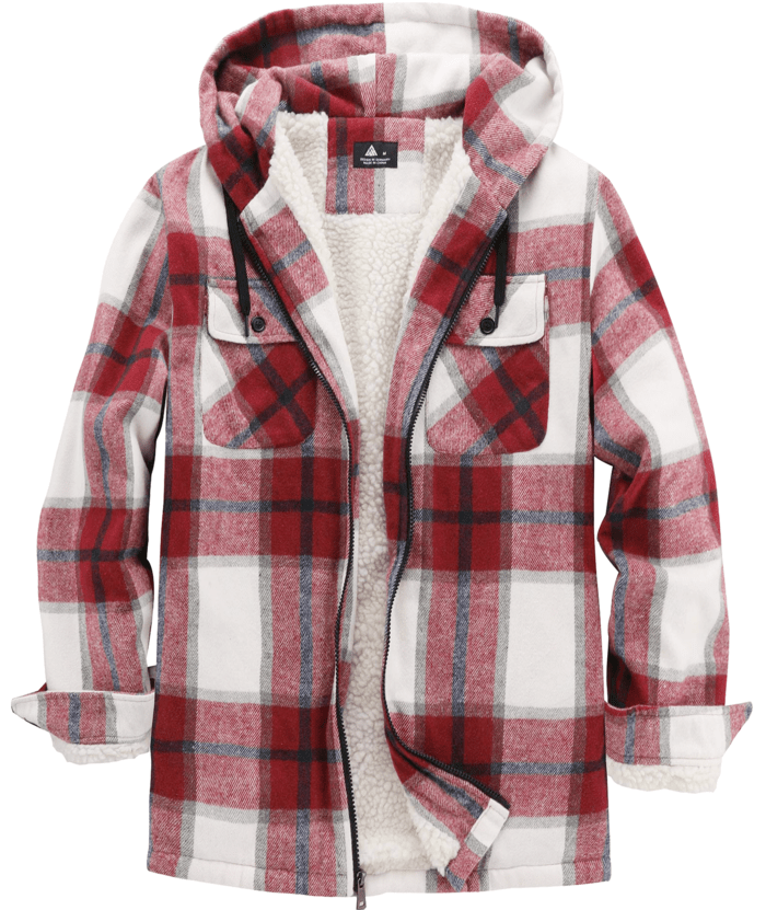 ZITY Men's  Sherpa Lined Soft Warm  Plaid Hooide Jacket-ZPK006045|Zitysports
