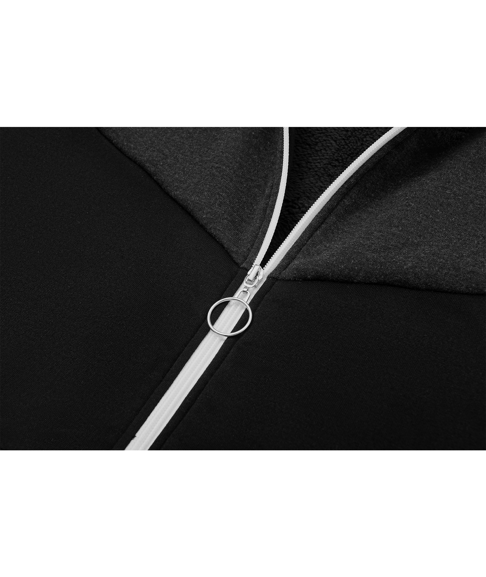 ZITY Women's Drawstring Full Zipper Color Block Fleece Hoodie-CUWFH01387