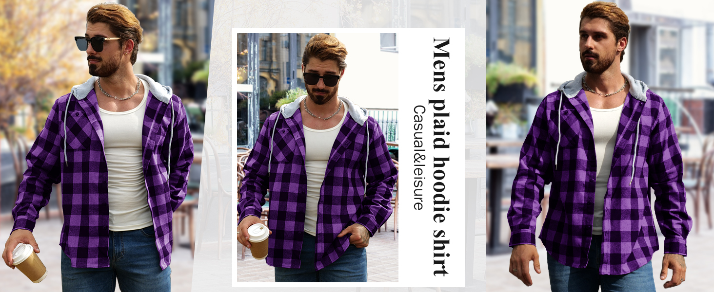 plaid hooed Shirt