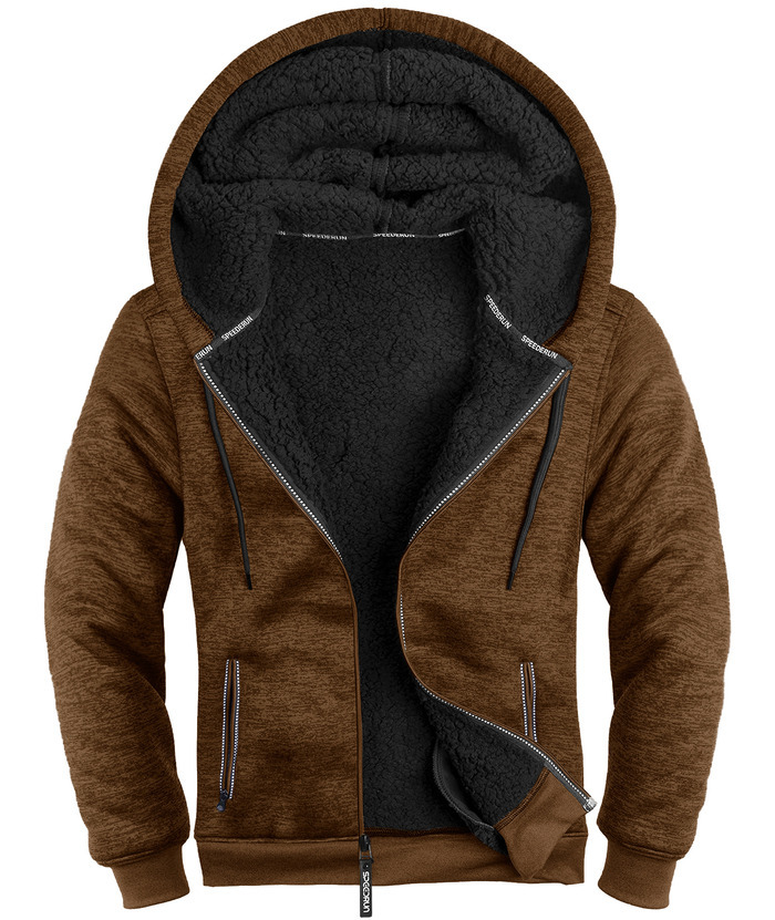 ZITY Men's Warm Fleece Solid Color Casual Zip Up Hoodie-ZPK005323 | Zitysports
