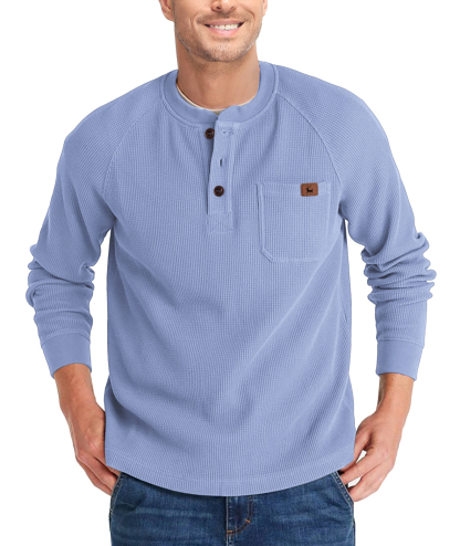 ZITY Men's Long Sleeve Casual Waffle Thermal Henley Shirt-CUMLS03493