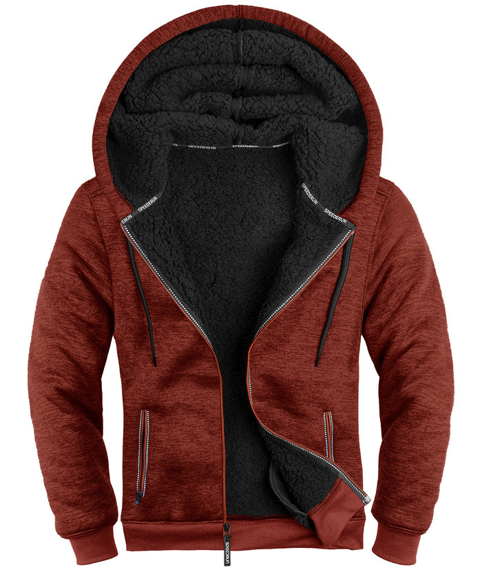 ZITY Men's Warm Fleece Solid Color Casual Zip Up Hoodie-ZPK005323 | Zitysports