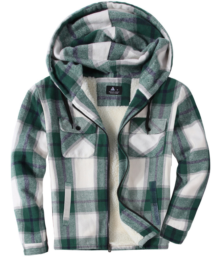ZITY Men's  Sherpa Lined Soft Warm  Plaid Hooide Jacket-ZPK006045|Zitysports