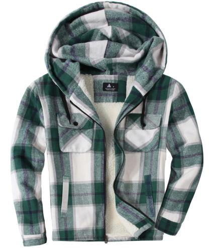 ZITY Men's  Sherpa Lined Soft Warm  Plaid Hooide Jacket-ZPK006045|Zitysports