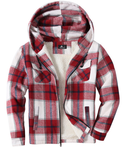 ZITY Men's  Sherpa Lined Soft Warm  Plaid Hooide Jacket-ZPK006045|Zitysports