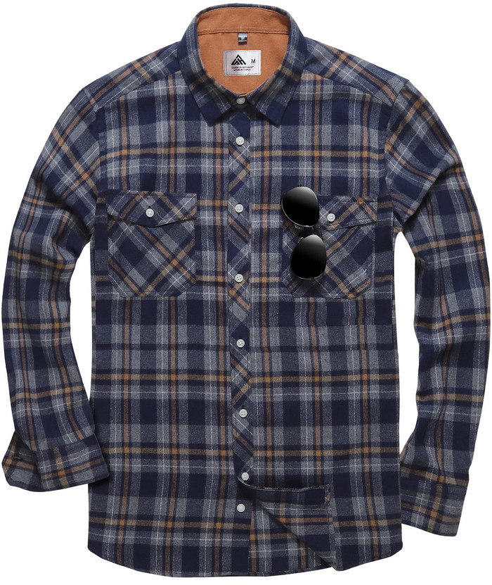 ZITY Men's Plaid Button Up Shirt with Flap Pocket Spring Fall Top-ZPK006565 | Zitysports