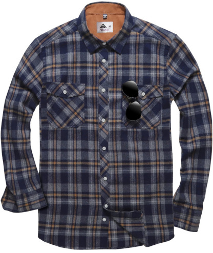 ZITY Men's Plaid Button Up Shirt with Flap Pocket Spring Fall Top-ZPK006565 | Zitysports