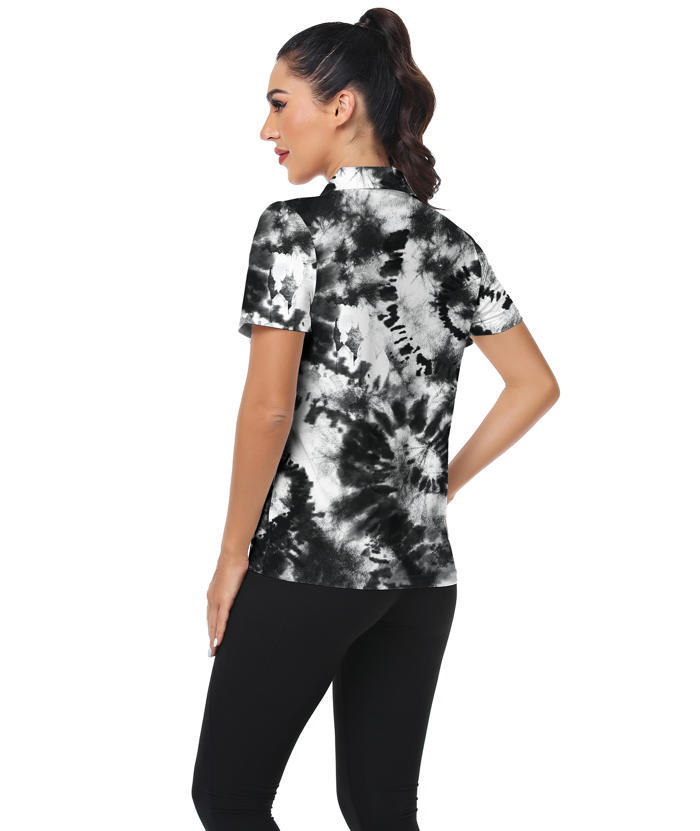 ZITY Women's Fireworks Tie Dye Slim Fit Golf Polo Shirt-CUWPO02221