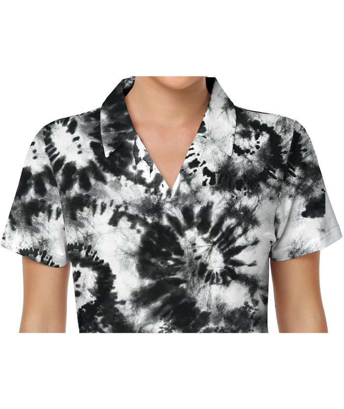 ZITY Women's Fireworks Tie Dye Slim Fit Golf Polo Shirt-CUWPO02221