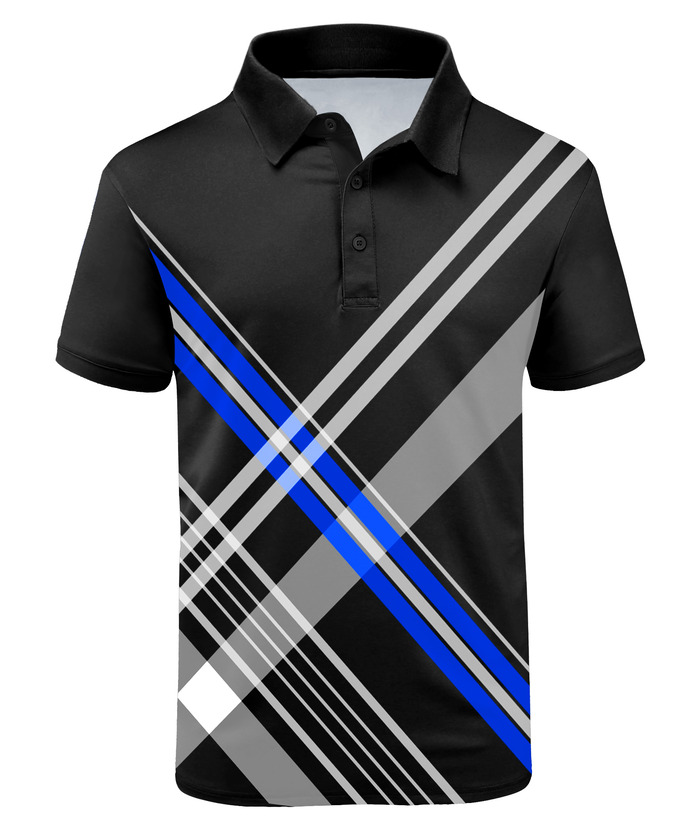 ZITY Men's Striped Print Sports Slim Fit Polo Shirt-APOH700040