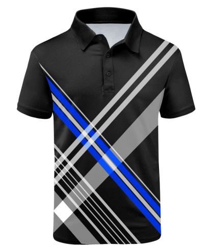 ZITY Men's Striped Print Sports Slim Fit Polo Shirt-APOH700040