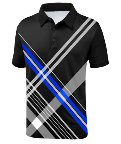 ZITY Men's Striped Print Sports Slim Fit Polo Shirt-APOH700040