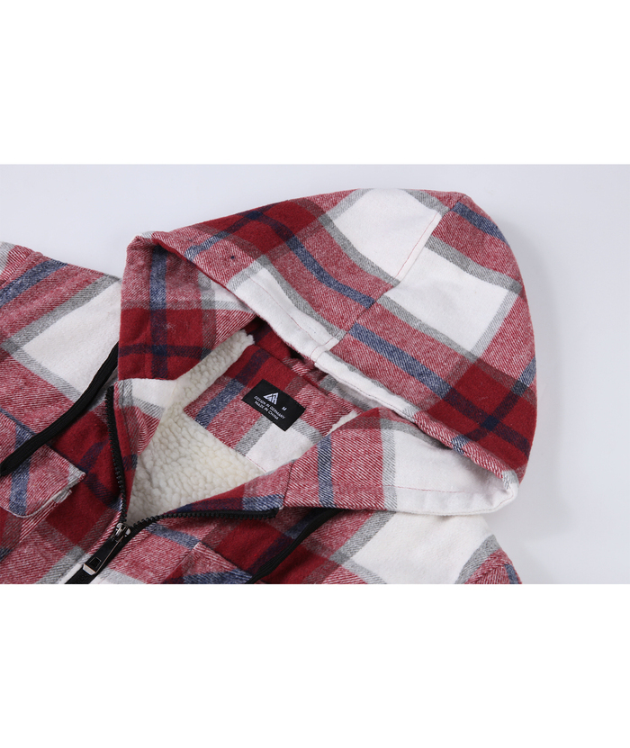 ZITY Men's  Sherpa Lined Soft Warm  Plaid Hooide Jacket-ZPK006045|Zitysports