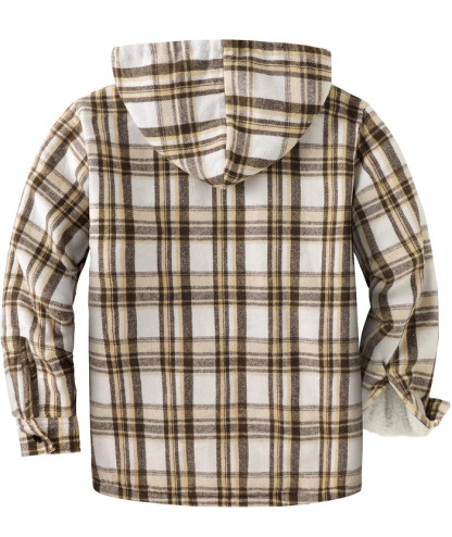 ZITY Men's  Sherpa Lined Soft Warm  Plaid Hooide Jacket-ZPK006045|Zitysports