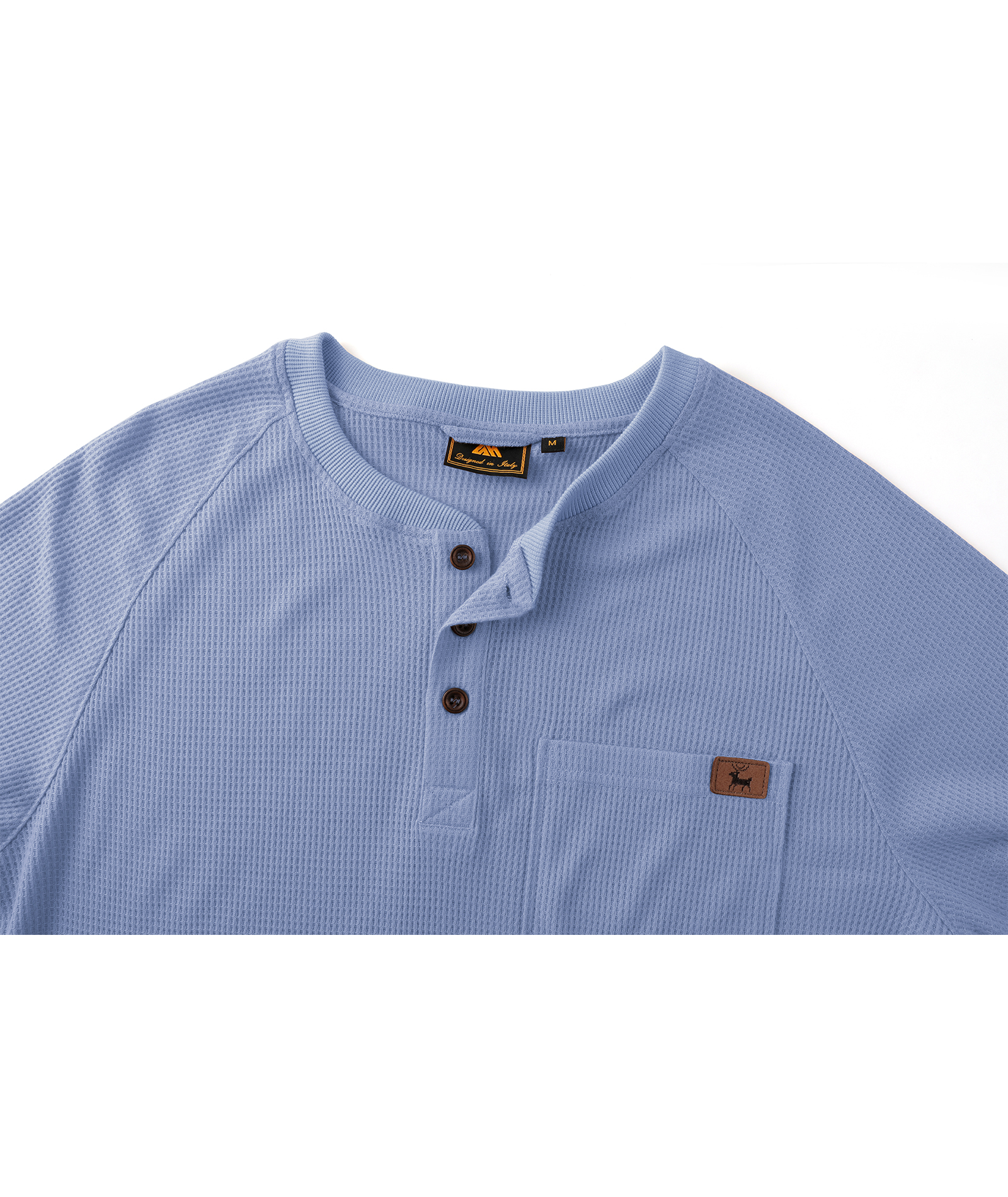 ZITY Men's Long Sleeve Casual Waffle Thermal Henley Shirt-CUMLS03493