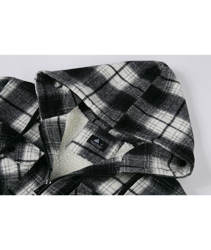 ZITY Men's  Sherpa Lined Soft Warm  Plaid Hooide Jacket-ZPK006045|Zitysports