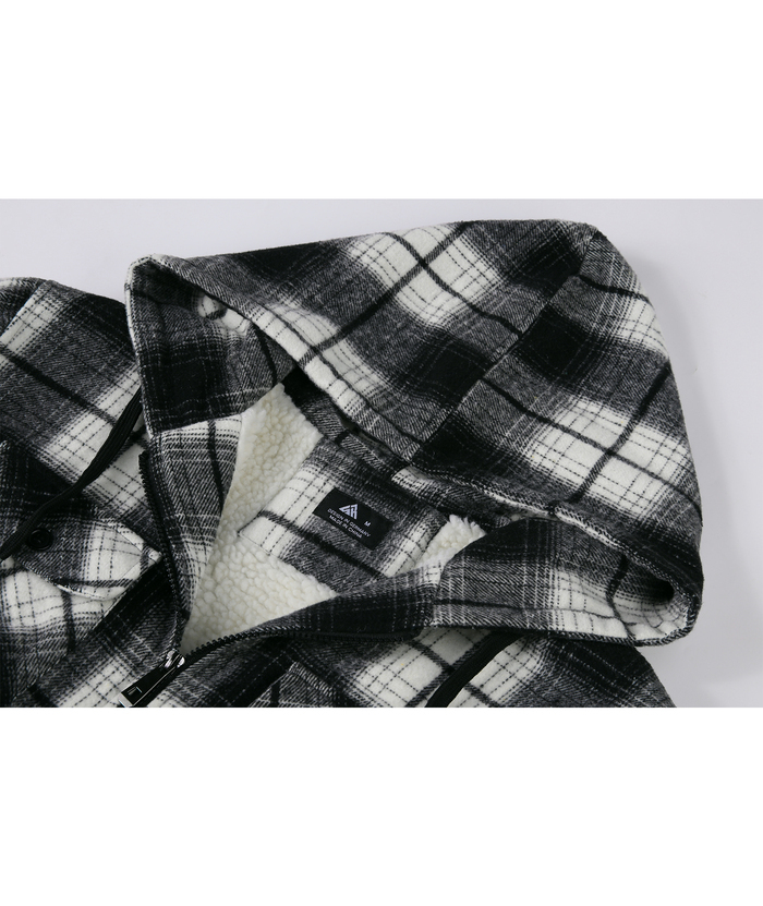 ZITY Men's Sherpa Lined Soft Warm Plaid Hooide Jacket-ZPK006045|Zitysports