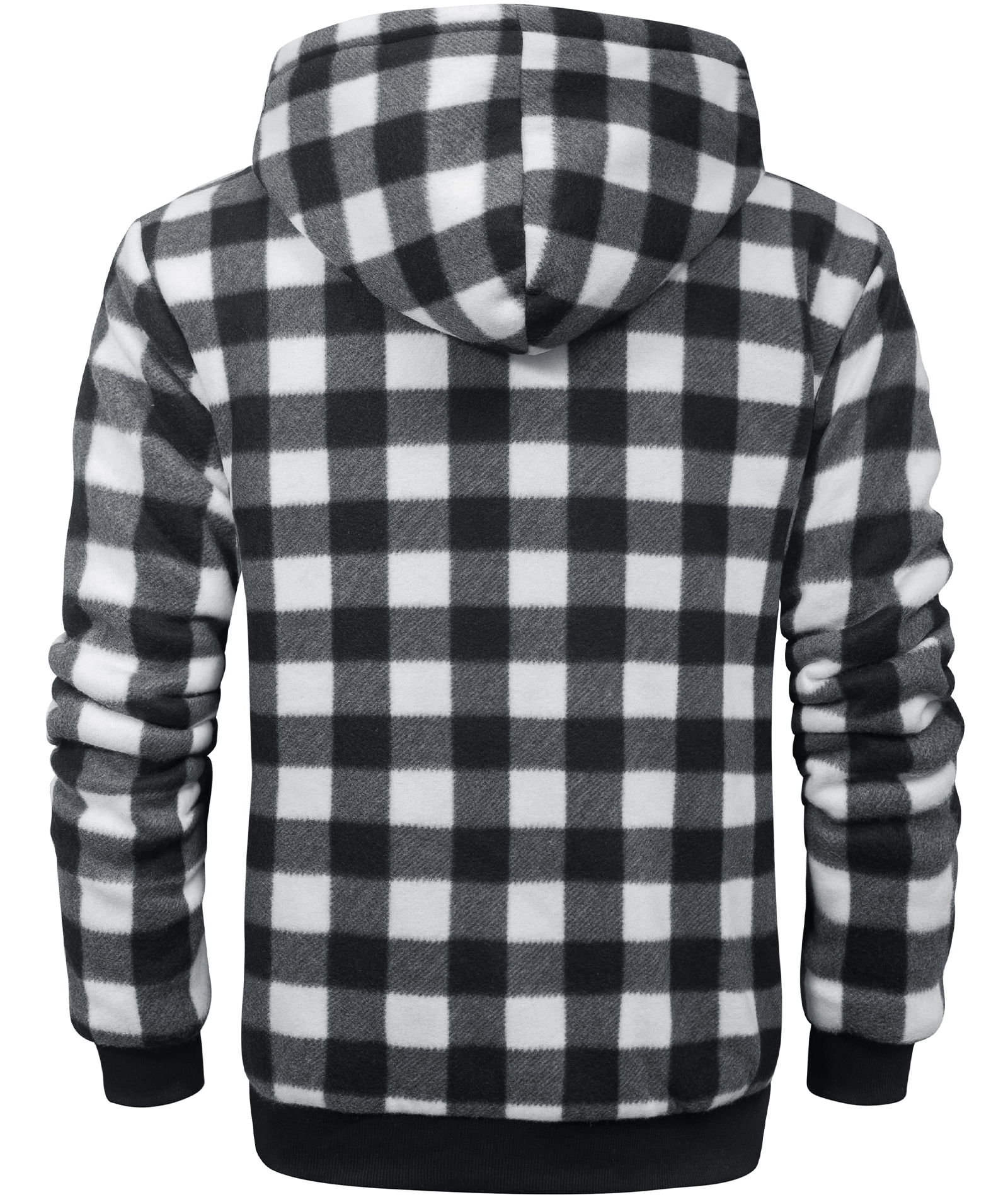 ZITY Men's Full Zipper Plaid Flannel Warm Fleece Lined Hoodie-CUMFH02539