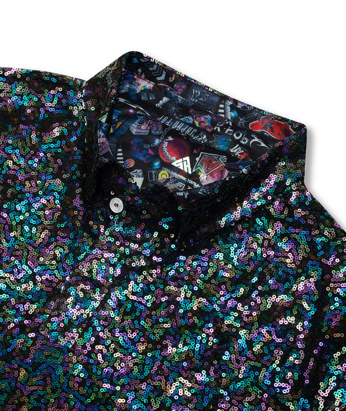 ZITY Men's 70s Disco Sparkle Polo Shirt-CFMPO00106