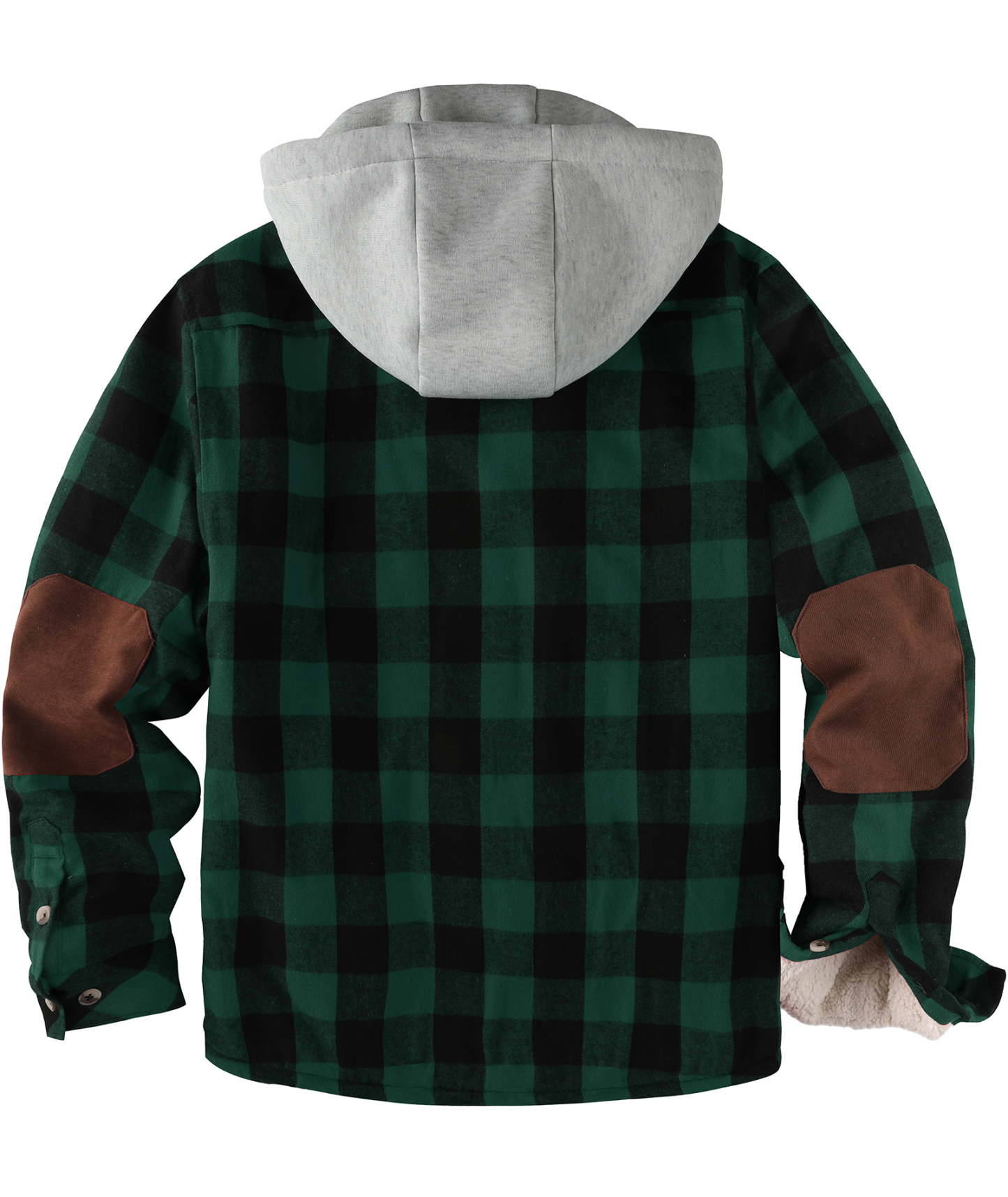 ZITY Men's Double Pockets Full Zipper Plaid Fleece Hoodie-CFMWT00002