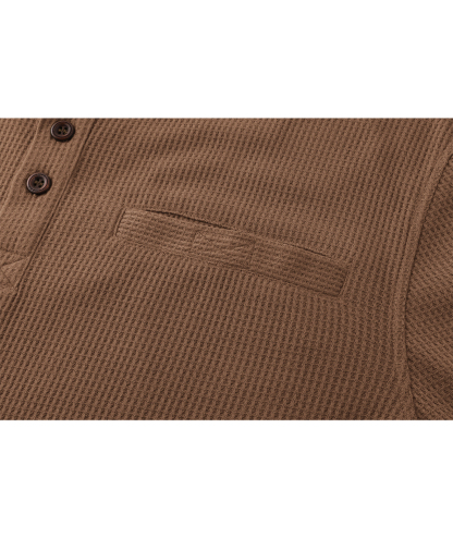 ZITY Men's Button Up Long Sleeve Slim Fit Henley Shirt-CUMLS03492