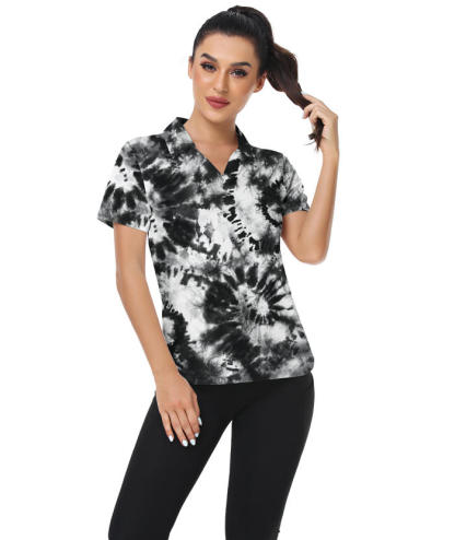 ZITY Women's Fireworks Tie Dye Slim Fit Golf Polo Shirt-CUWPO02221