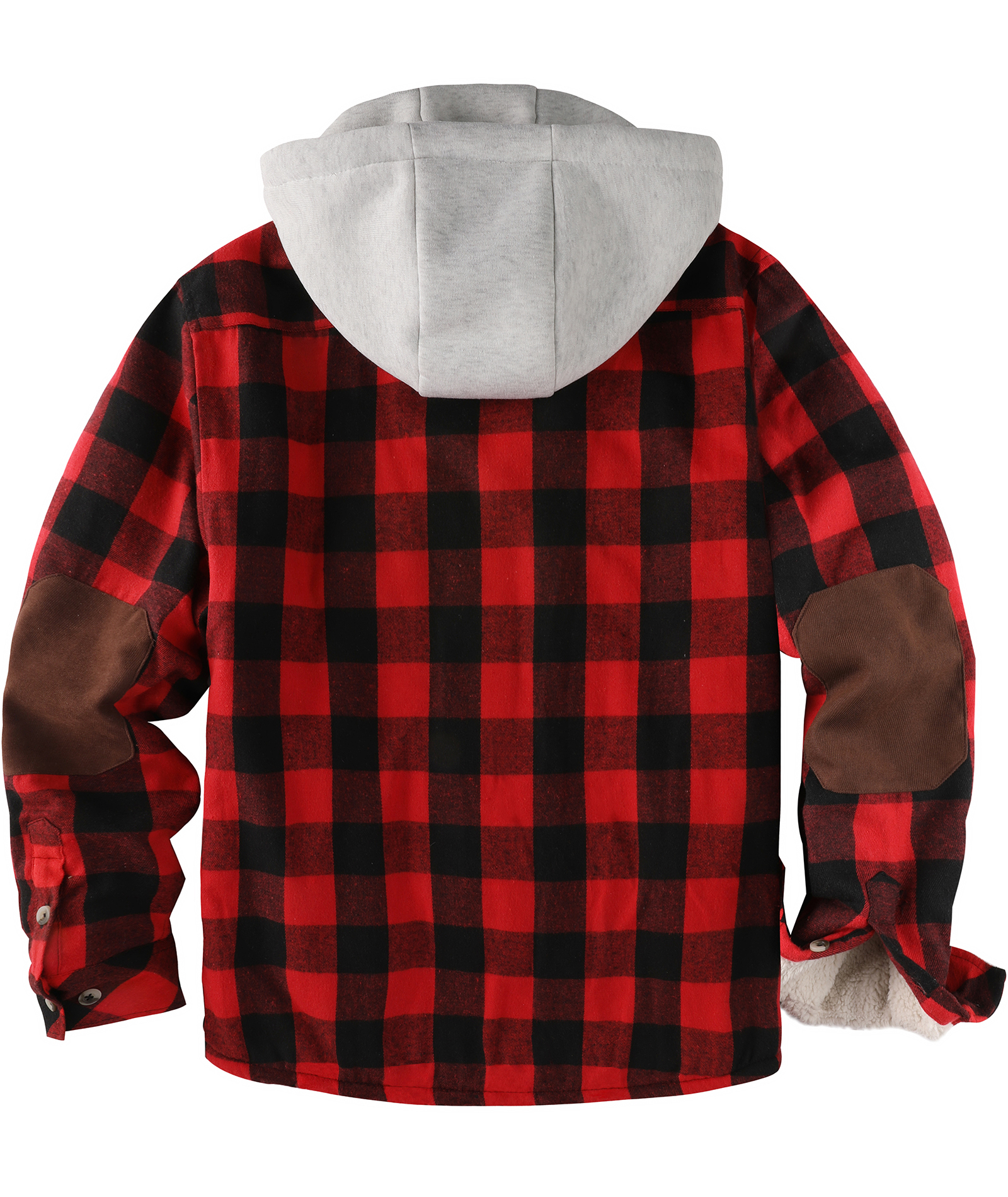 ZITY Men's Double Pockets Full Zipper Plaid Fleece Hoodie-CFMWT00002