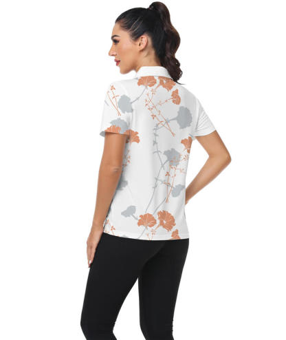 ZITY Women's Dri Fit Flower Print Golf Polo Shirt-CUWPO01347