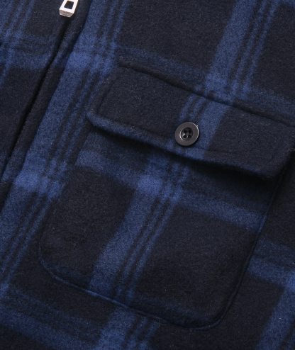 ZITY Men's Long Sleeve Full Zipper Fleece Plaid Hoodie-CFMGF00001