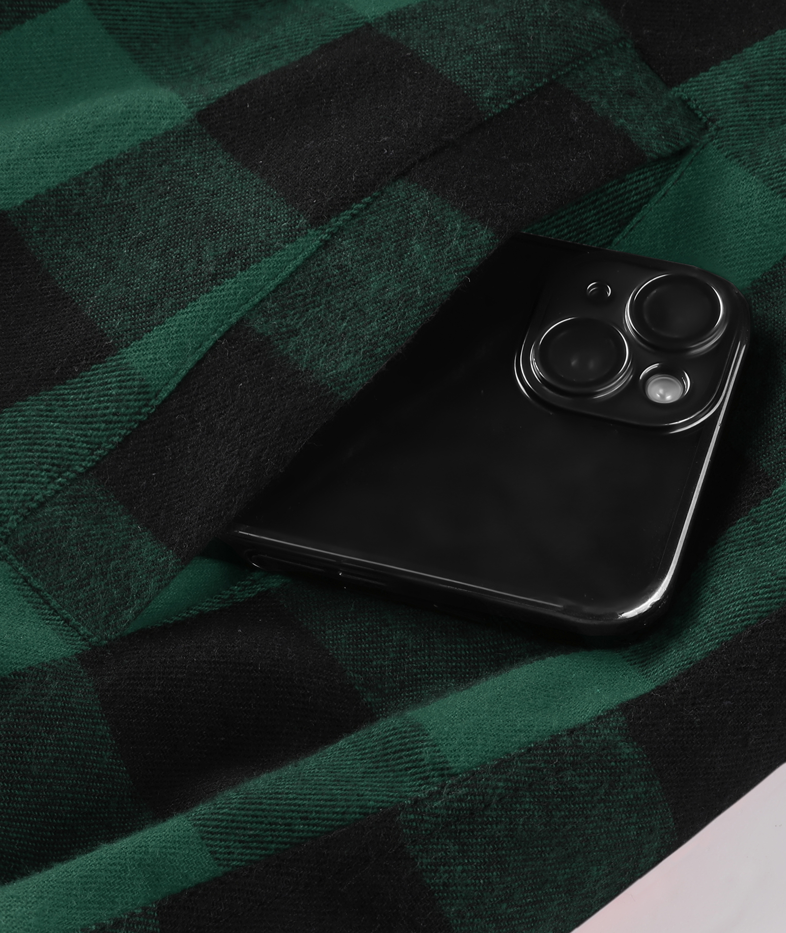 ZITY Men's Double Pockets Full Zipper Plaid Fleece Hoodie-CFMWT00002