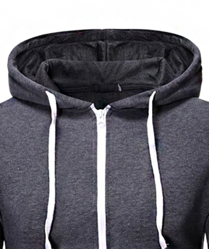 ZITY Men's Light Weight Long Sleeve Full Zip Loose Hoodie-DUMFH05073|Zitysports