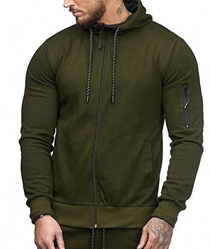ZITY Men's Full-Zip Long Sleeve Workout Slim Fit Outdoor Hoodie-DUMFH04985|Zitysports