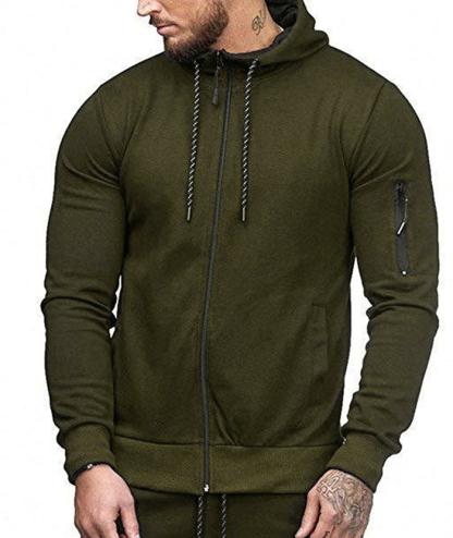 ZITY Men's Full-Zip Long Sleeve Workout Slim Fit Outdoor Hoodie-DUMFH04985|Zitysports