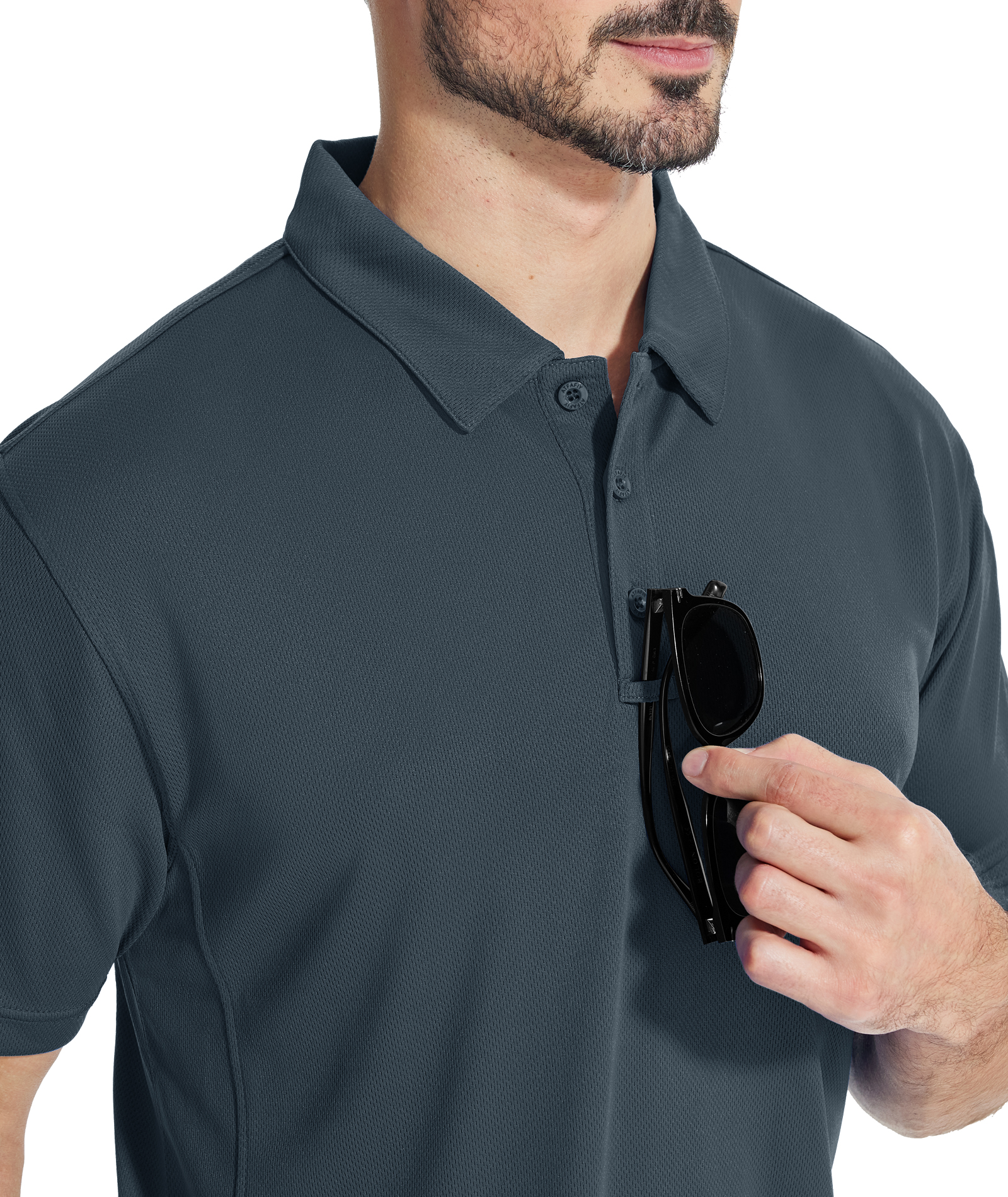 ZITY Men's Slim Fit Button Up Golf Polo Shirt-CUMPO03930