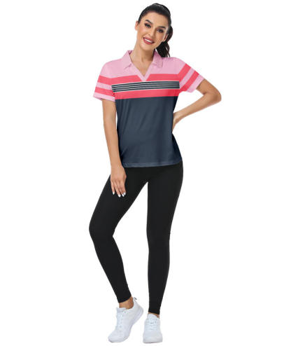 ZITY Women's Dri Fit Casual V Neck Golf Polo Shirt-CFWTX00037
