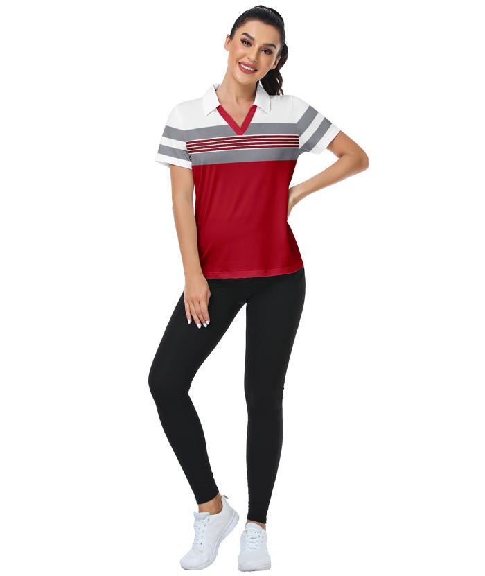 ZITY Women's Dri Fit Casual V Neck Golf Polo Shirt-CFWTX00037
