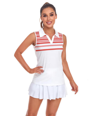 ZITY Women's Sleeveless Slim Fit Tennis Polo Shirt-CUWBP02267