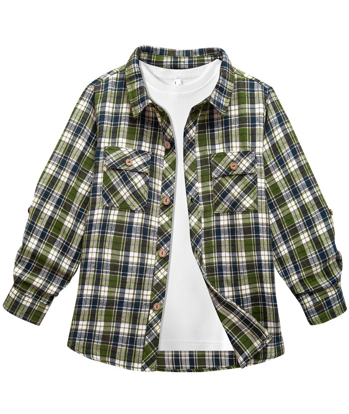 ZITY Men's Long Sleeve Casual Button Down Plaid Flannel Shirt-ZPK005339 | Zitysports