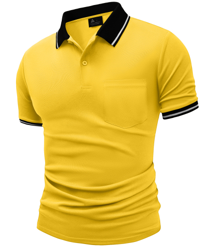 ZITY Men's Contrast Collar Slim Fit Polo Shirt-CUMPO05144