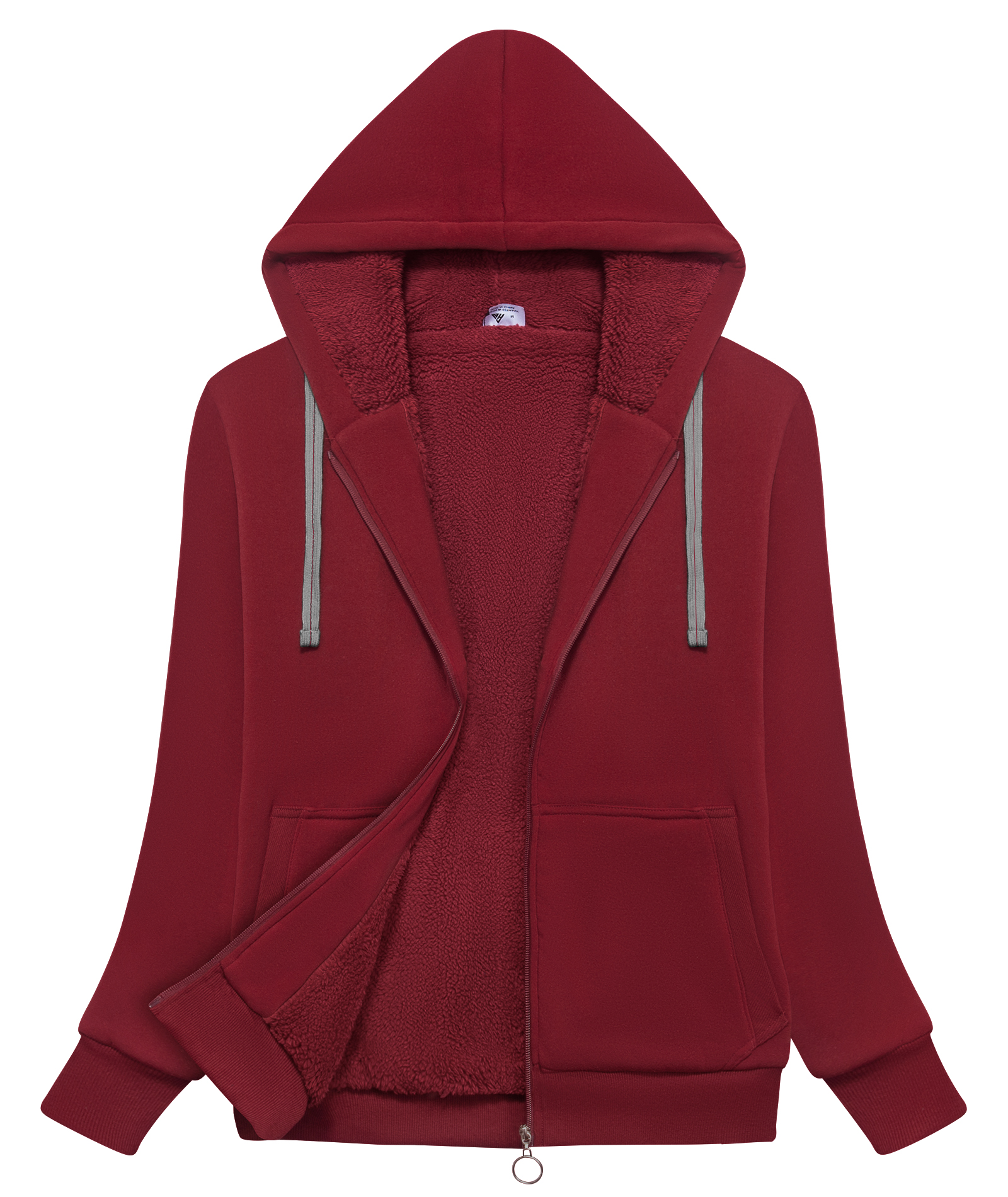 ZITY Women's Solid Color Full Zipper Warm Fleece Hoodie-CUWFH01718