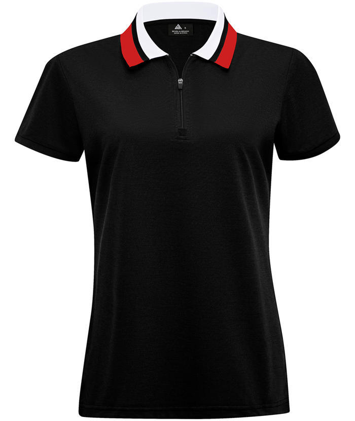 Black solid color sports polo shirts for women - Slim fit casual wear