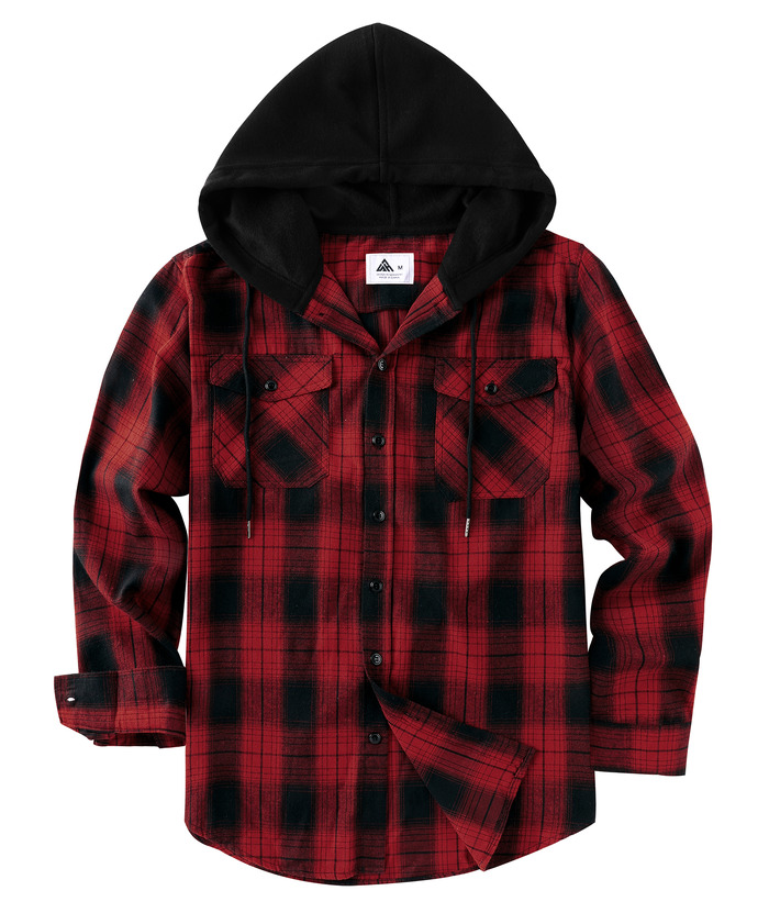 ZITY Men's Color Block Pattern Long Sleeve Casual Plaid Flannel Shirt-ZPK006185 | Zitysports