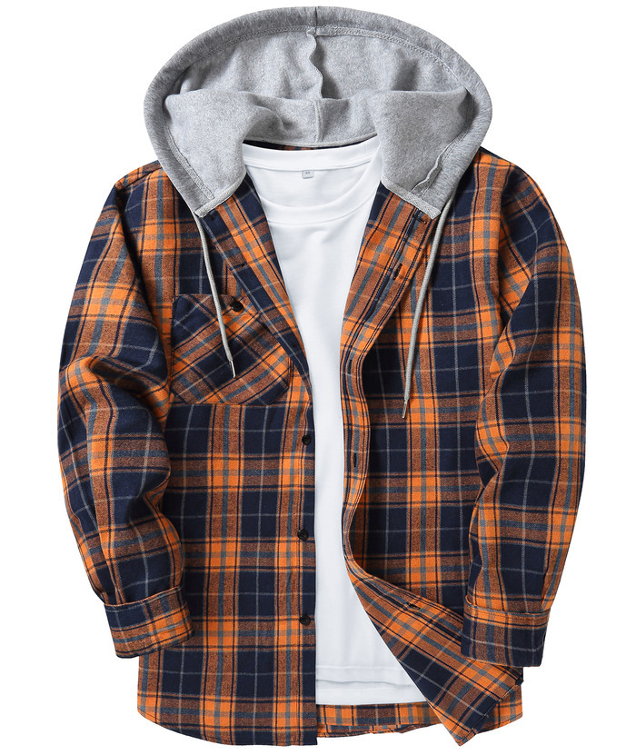 ZITY Men's Plaid Hooded Long Sleeve Button Down Flannel Shirt-ZPK000014 | Zitysports