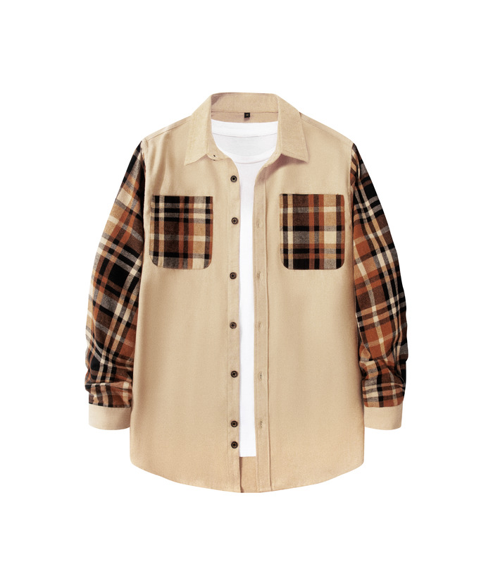 ZITY Men's Plaid Sweatshirt Button Down with Two Pocket-ZPK007276 | Zitysports