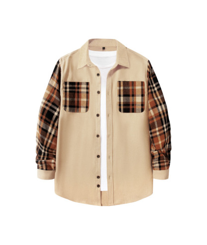 ZITY Men's Plaid Sweatshirt Button Down with Two Pocket-ZPK007276 | Zitysports