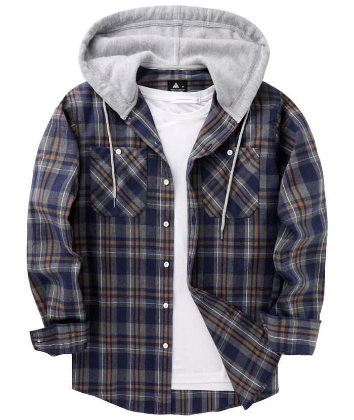 Flannel Hoodie for Men - Color Block Plaid Shirt | Zitysports