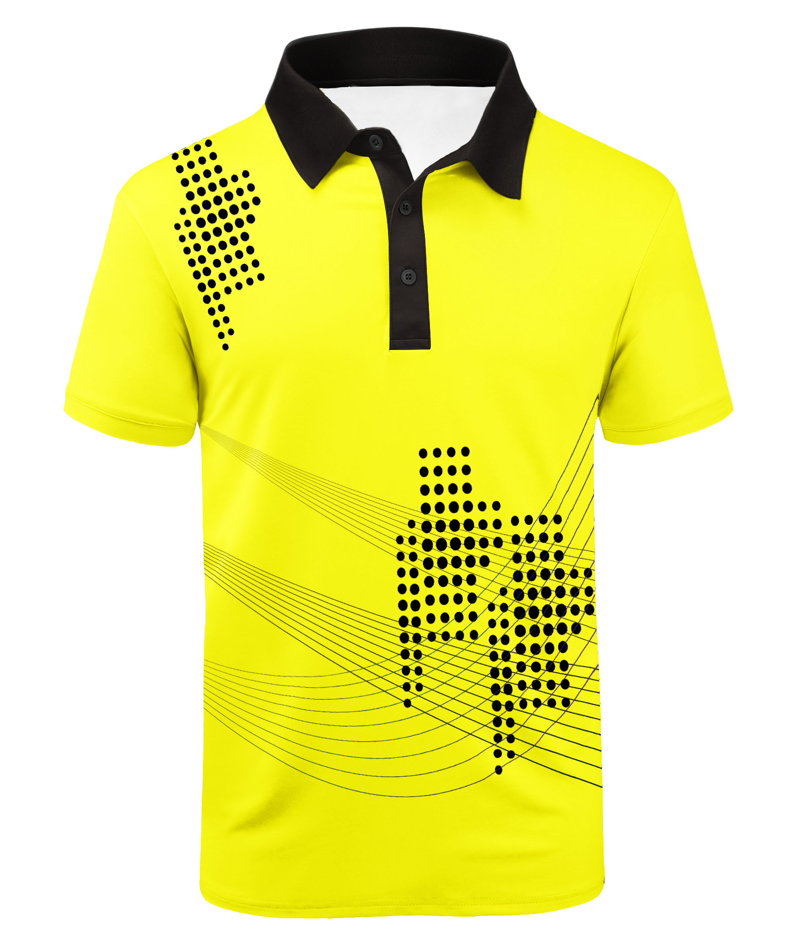 ZITY Men's Button Up Slim Fit Printed Polo Shirt-APOH700039