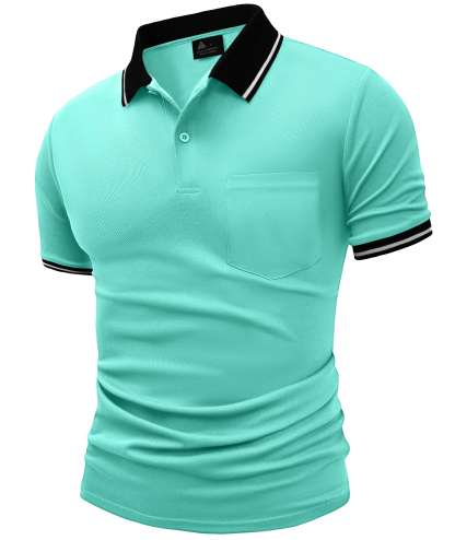ZITY Men's Contrast Collar Slim Fit Polo Shirt-CUMPO05144