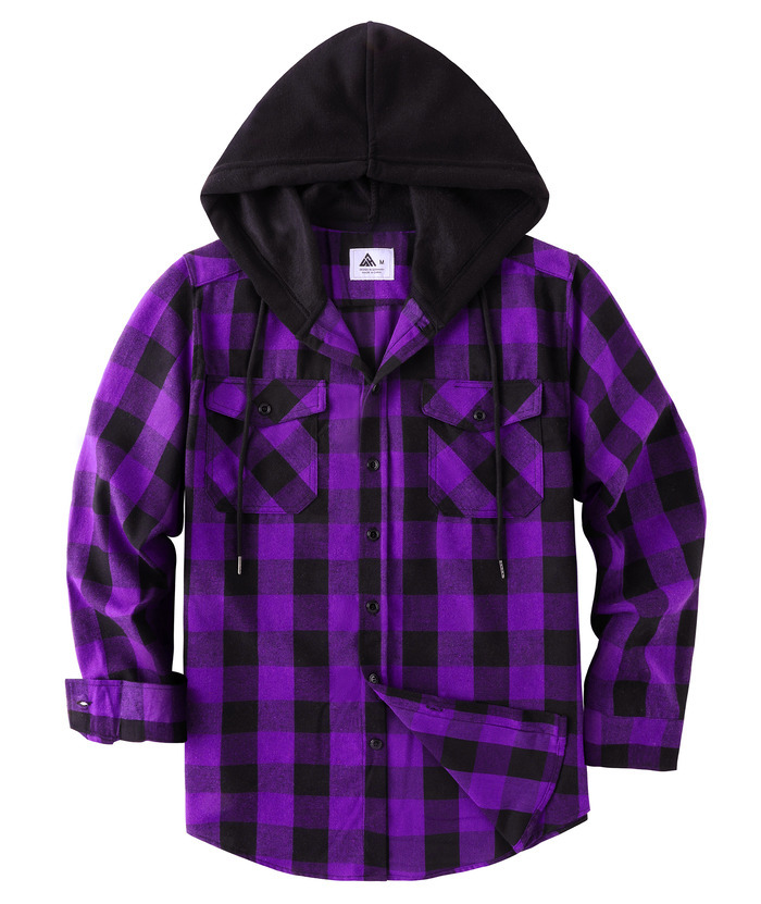 ZITY Men's Color Block Pattern Long Sleeve Casual Plaid Flannel Shirt-ZPK006185 | Zitysports